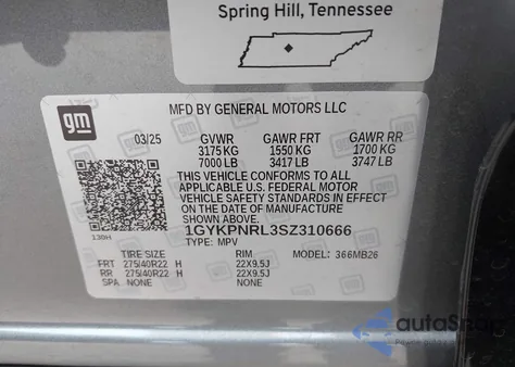 2025 Cadillac Lyriq Luxury 1 Rwd from USA, damaged, VIN 1GYKPNRL3SZ310666